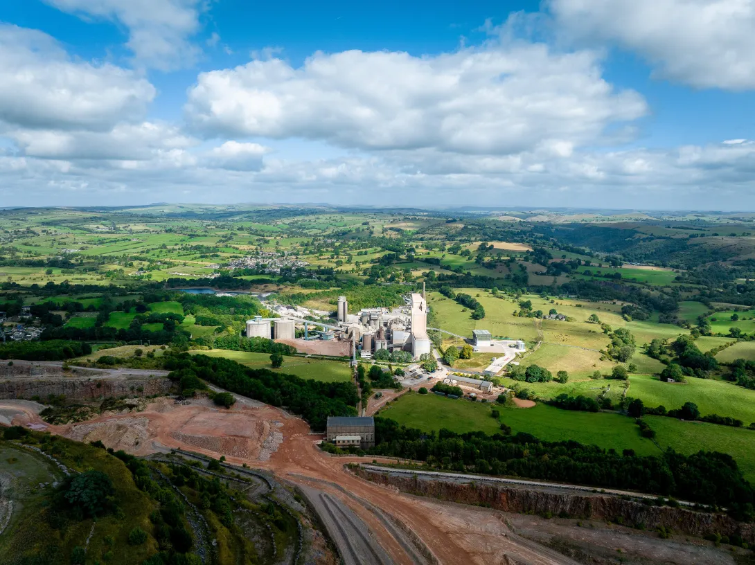 An aerial shot of our Cauldon cement plant in Staffordshire