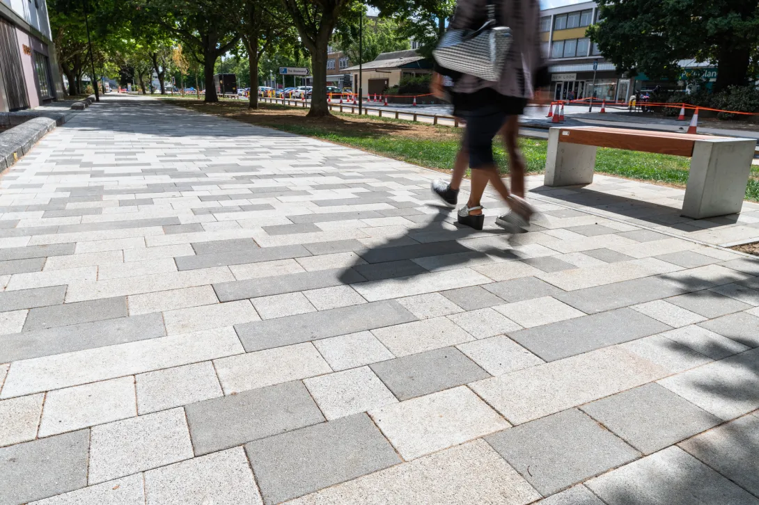 Andover Textured paving applied to Crawley Boulevard