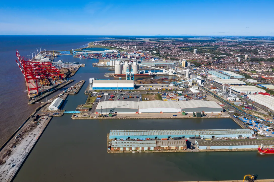 An aerial shot of the Port of Liverpool which will be home to a major new cement storage facility